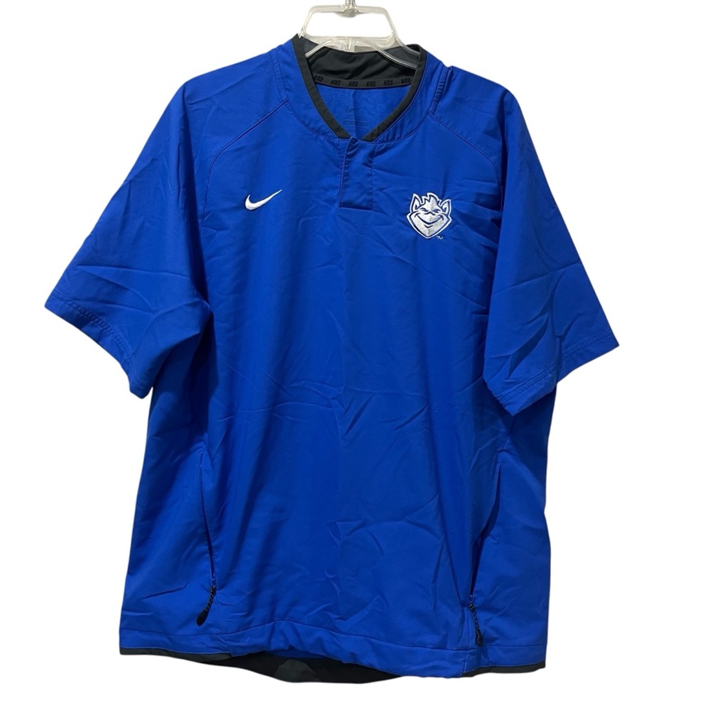 Nike SLU Billikens Hot Jacket Short Sleeve Baseball Pullover Blue 715061-493